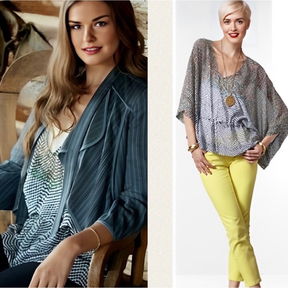 Cabi Sheer Batwing Sleeve Top